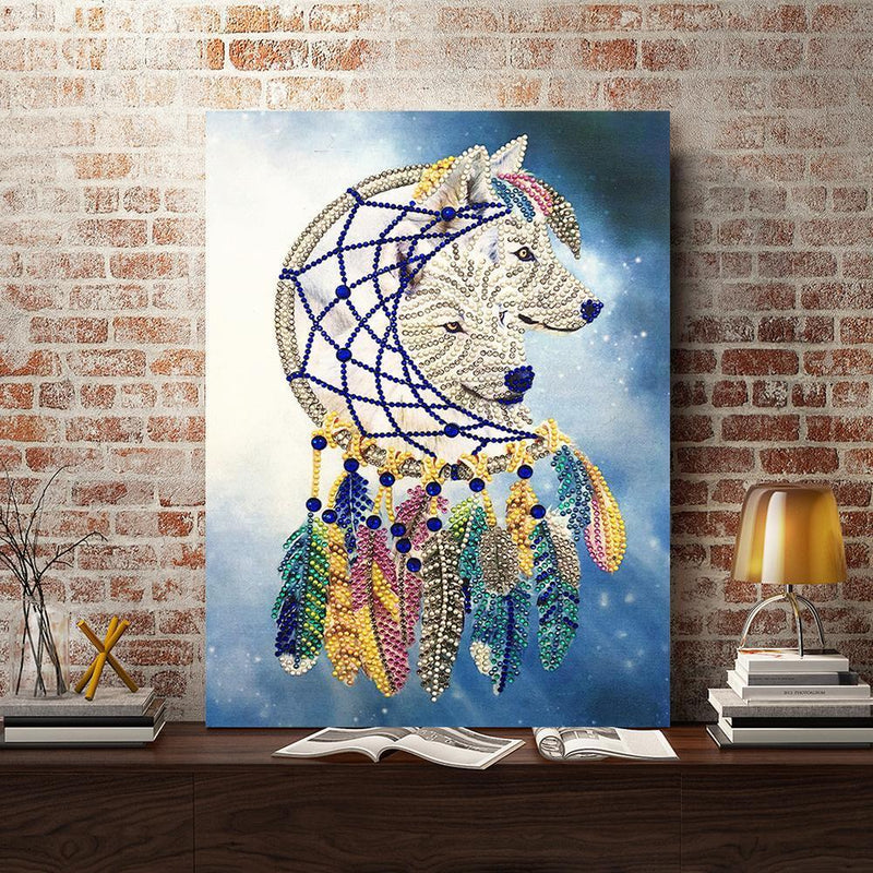 5D DIY Special Shaped Diamond Painting Wolf Embroidery Mosaic Kit Bedroom Decor