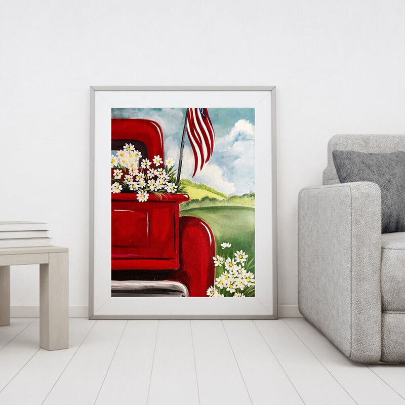 Flower Car Oil Paint by Numbers Hand Painted Frameless Picture Home DIY Ornament