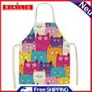 Kitchen Linen Apron Cartoon Cat Print Home Cooking Baking Bibs Accessories Tools