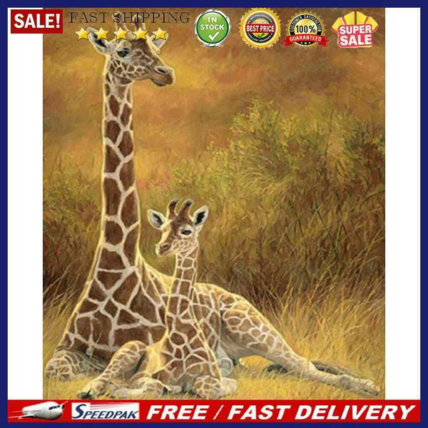 DIY Giraffe Mother Child Oil Paint by Numbers Drawing on Canvas Pictures Deco