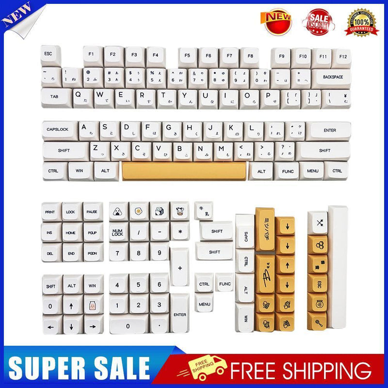 PBT Keycap for MX Switch Mechanical Keyboard Accessory (Bee Milk Japanese)