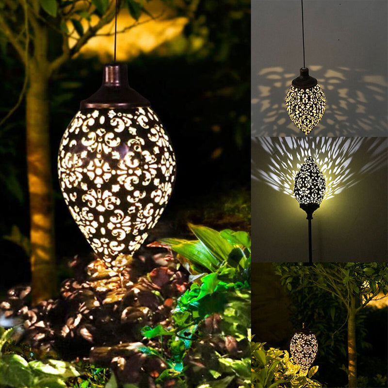 Solar Hanging Lights, Olive Shaped, Waterproof, Garden Metal Art LED Lamp Newly