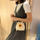 Women Straw Woven Shoulder Bag Ladies Sunflower Drawstring Small Crossbody Pouch