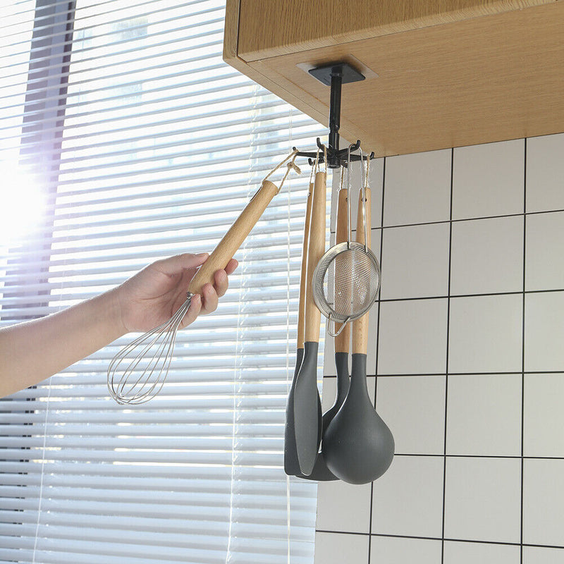 Rotated Kitchen Hooks Adhesive Wall Door Clothes Bag Hanger Racks (Black) Newly