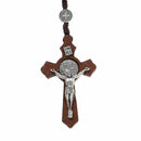 Catholic Cross Pendant Cross Necklace Wood Beads Necklace Rosary Necklace