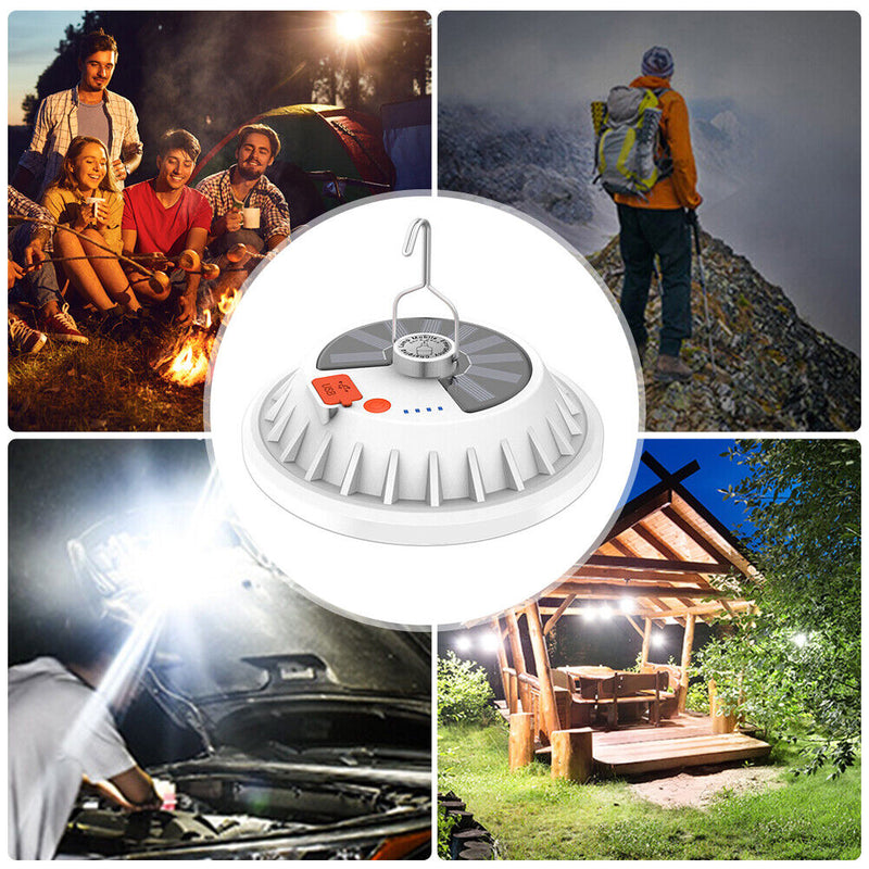 #A Outdoor Hiking LED Solar Light 600LM 5 Mode Tent Lamp Remote Control Light