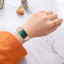Fashion PU Strap Women Square Quartz Analog Casual Watch + Bracelet (Pink) Newly