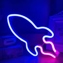 Desktop LED Neon Light Rocket Shape Flashing Night Lamp Home Bar Decor (D) Newly