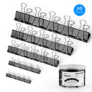 60pcs Metal Binder Clips Colorful Paper Clamp for Book Stationery Black