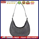 Crescent Shiny Diamond Women Shoulder Bag Leather Underarm Chain Handbags Clutch