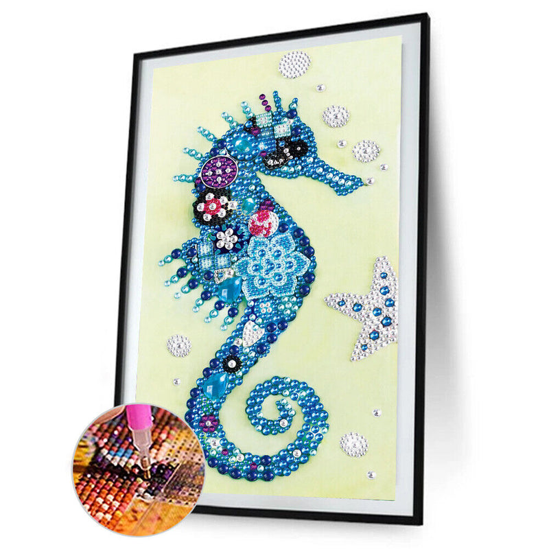 5D Diamond Painting Kit DIY Hippocampus Partial Special Shape Drill (KA351)