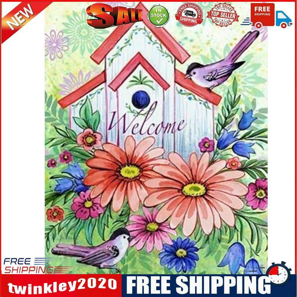 DIY Diamond Painting Bird House Full Round Drill Mosaic Art Picture Decor