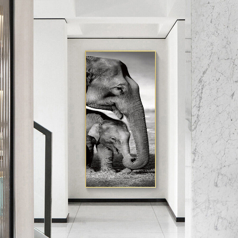 Elephant Mom and Kid Oil Paint By Numbers DIY Home Decoration Gift Wall Art Kit