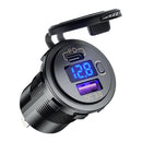 P21-B Car Motorcycle Dual USB Charger PD + QC 3.0 USB Charger Socket (Blue)