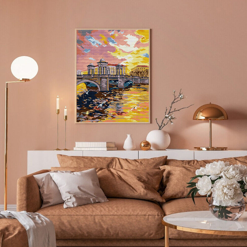 Full Cross Stitch 14CT Cotton Thread DIY Morning Glow Handmade Stamped Crafts