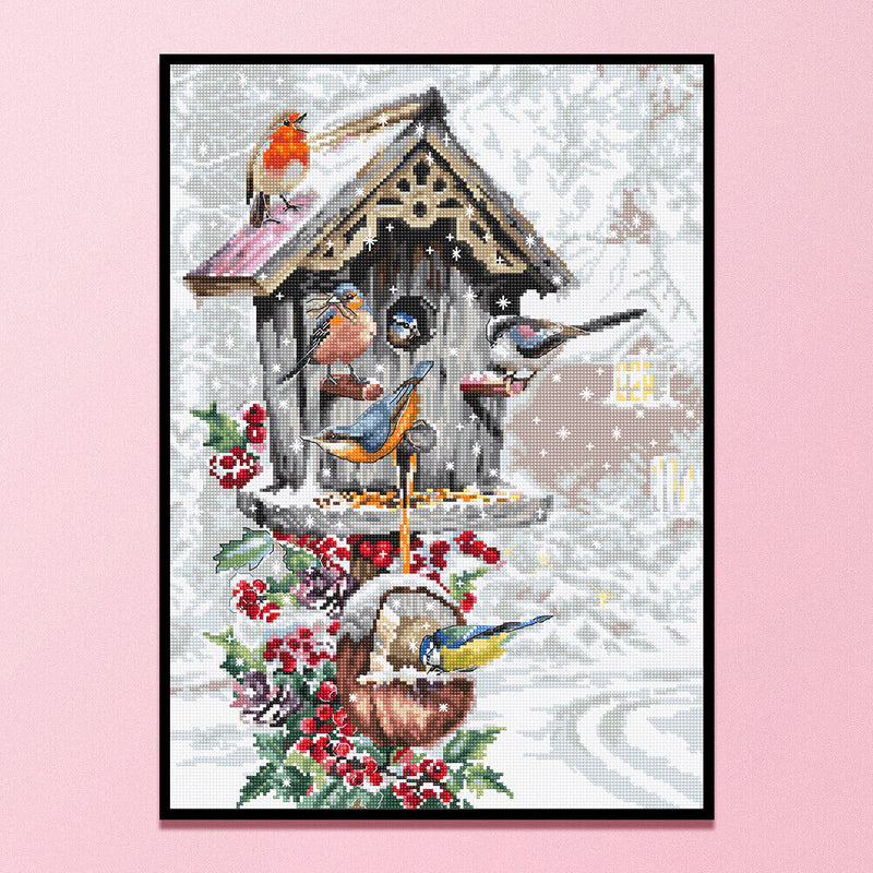 11CT Full Embroidery Kit Mailbox Bird Cotton Counted Cross Stitch Home Decor