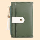 Multi-slot Wallet Mini Lady Leather Coin Purse Solid Color Zipper Purse Card