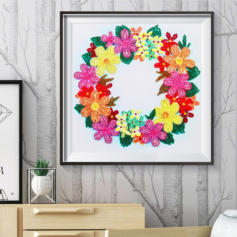 5D DIY Colorful Wreath Part Special Drill Diamond Painting Mosaic Artwork Newly