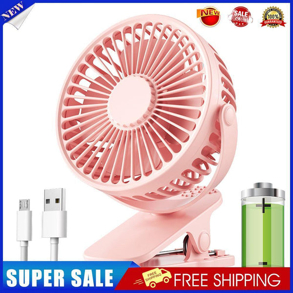 USB Mini Clip Fan Portable Travel Desk Cooling Ventilador (Pink 1200mAh)