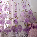 Peony Flower Offset Printing Curtain Yarn Tulle Curtain for Decor(Purple)