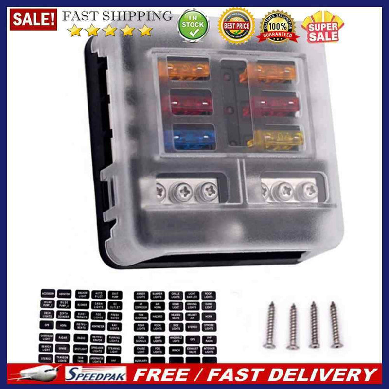 YJ-FB014 Terminal Block Holder Case 6 Ways Blade Fuse Box with Indicator Li