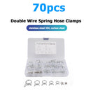 70pcs Double Wire Hose Fuel Line Hose Tube Spring Clips Clamps Assortment 6-18mm