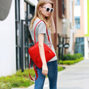 Korean Casual Backpack Women PU Leather Bag Shoulder Bag Girls Handbag(Red)