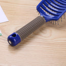 Plastic Nylon Anti-Static Hair Brush Curved Row Scalp Massager Comb (Blue)