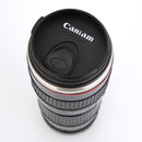 400mL Camera Lens Shaped Insulated Cups Stainless Steel Coffee Tea Mug with Lid