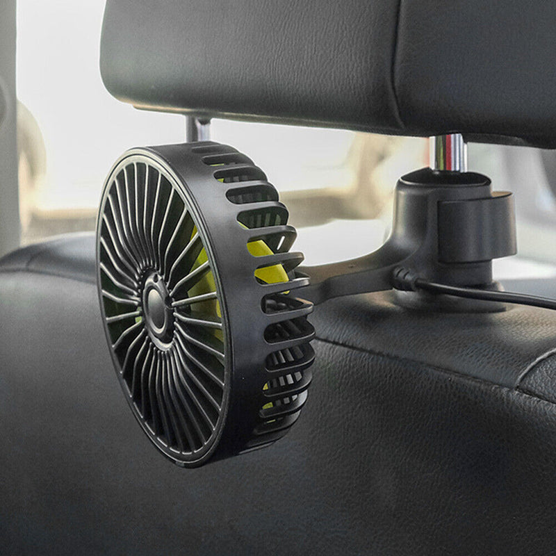 USB Car Fan for Back Seat Headrest 3 Speeds Summer Air Circulator Cooler