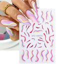 Nail Art Stickers Decals Transfers Pink Wavy Swirls Manicure Lines Abstract V2O4