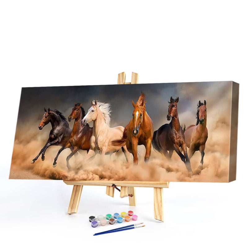 Galloping Horses Oil Paint By Numbers Kits Canvas Picture Wall Art DIY Craft Set