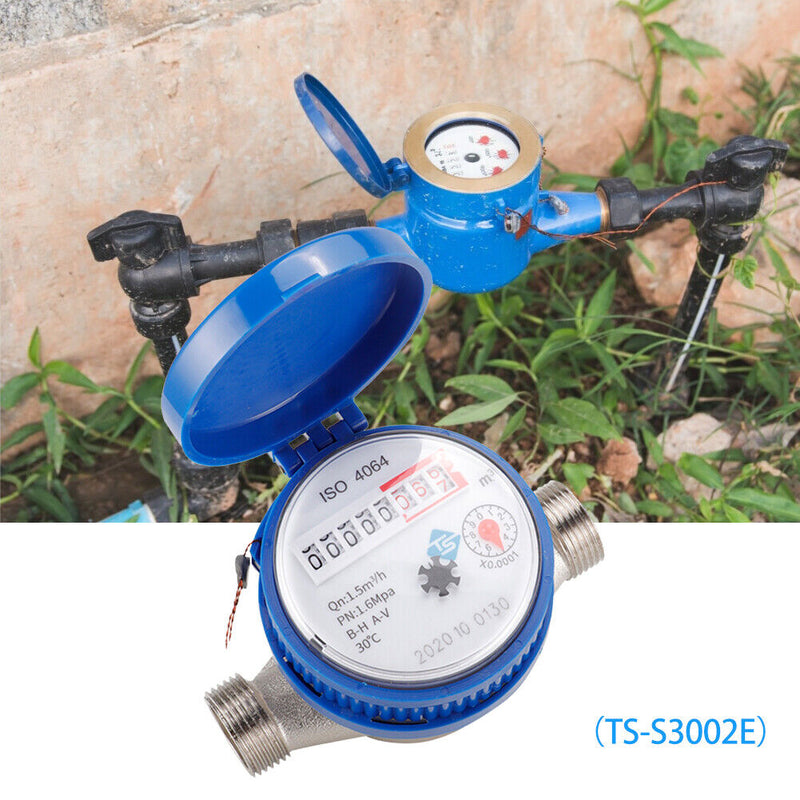 Water Meter Flow Measure Tap Cold Water Meter Home Garden Pointer Measuring Tool