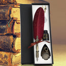 Retro Calligraphy Feather Dip Pen with 2 Nib Set Writing Gift Box (Red) Newly