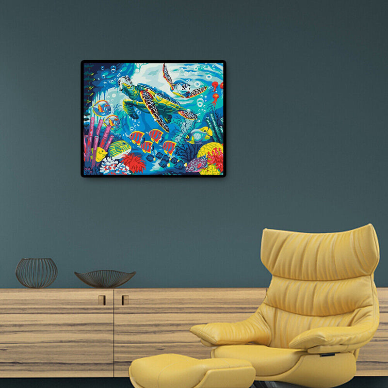DIY Oil Painting By Numbers Sea Turtle Color Drawing Picture Modern Wall Crafts