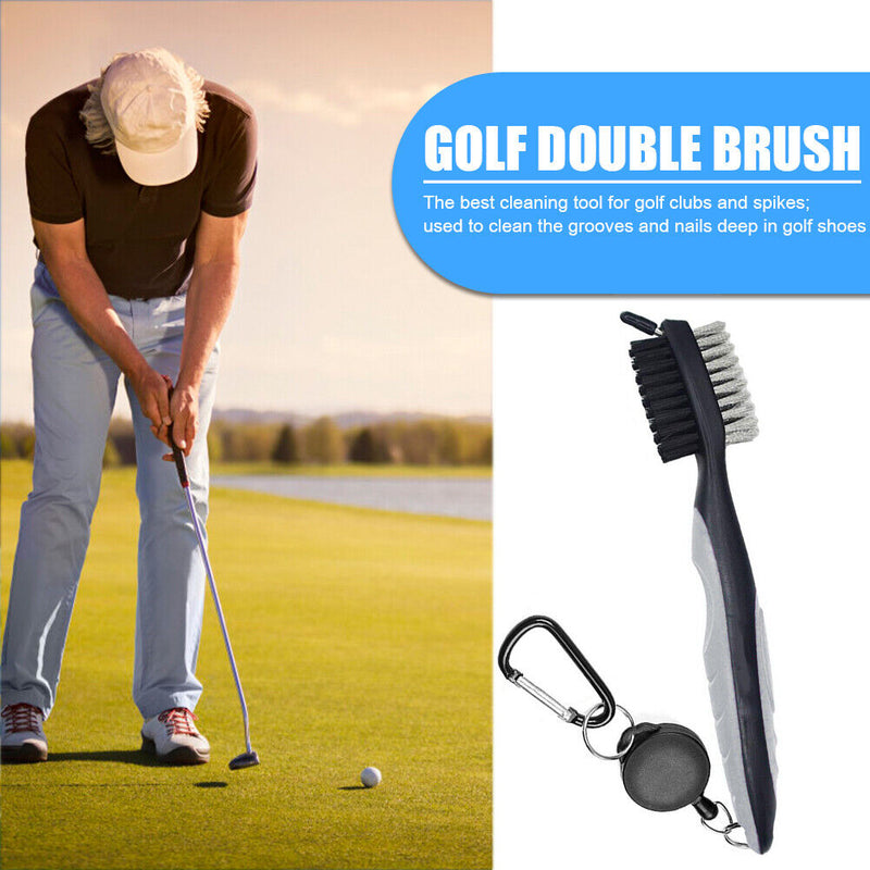 Retractable Golf Club Brush Groove Cleaner with Carabiner for Golf Irons Wo