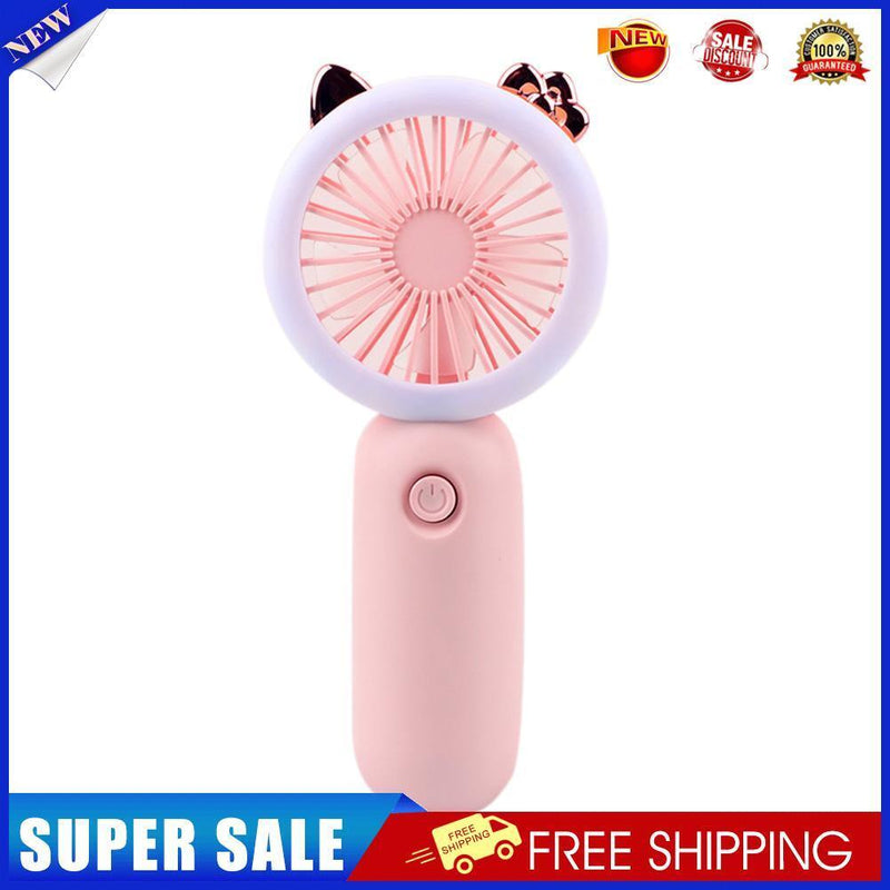 Mini Portable Fan USB Rechargeable Night Light Handheld Fan 3-Speed (Pink)