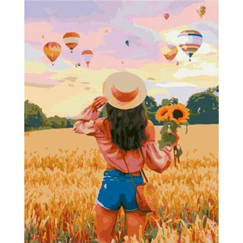 Rice Field Girl Oil Paint By Numbers Kit DIY Drawing Picture for Adults Home Art