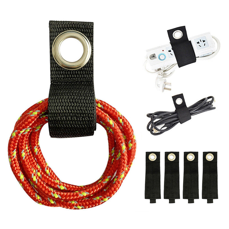 4pcs/Set Reusable Self-Adhesive Tie Strap Belt for Ground Peg Tent Poles Stor