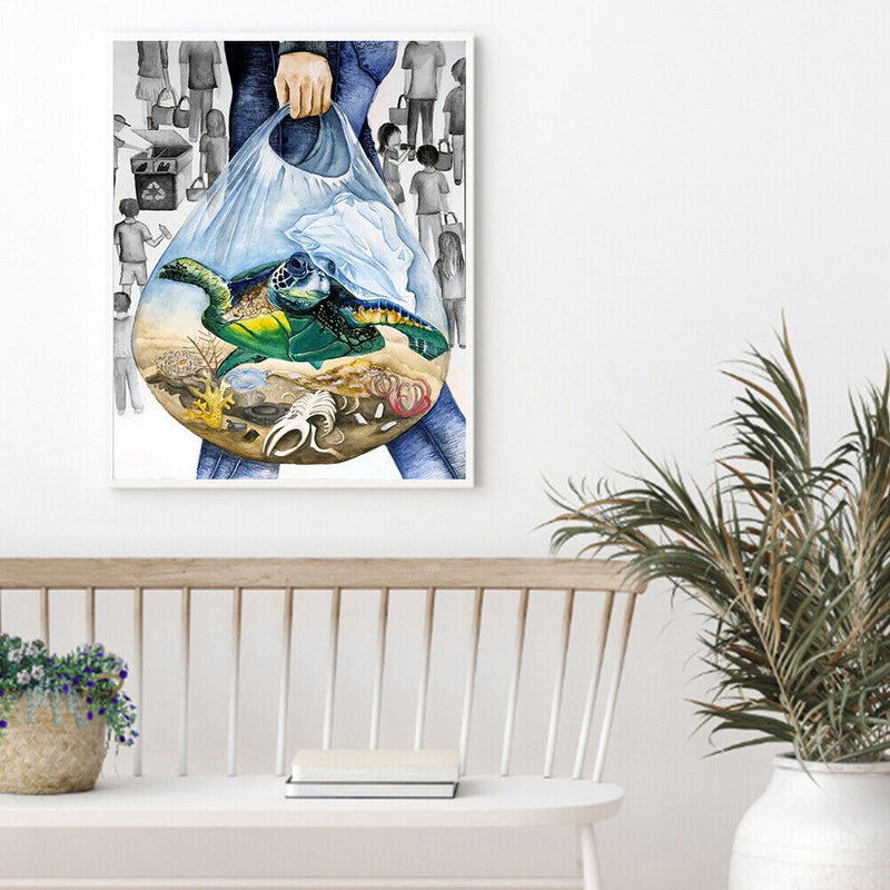 Frameless Sea Turtles Oil Paint By Numbers DIY Kit Handmade Drawing On Canvas