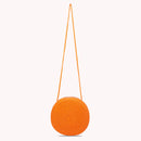 Fashion Women Straw Woven Pure Color Messenger Bag Round Purse (Orange)