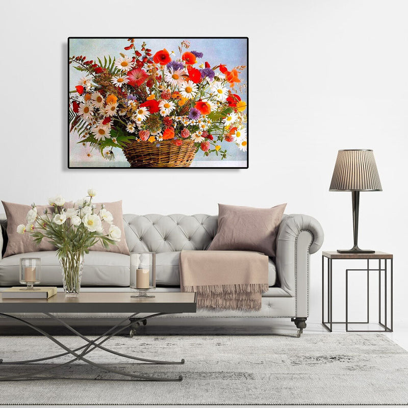 Painting By Numbers Kit DIY Basket Flower Canvas Oil Art Picture Craft