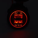 3.1A LED Light  Auto Outlet Power Dual Port USB Car Charger Motorcycle Charging