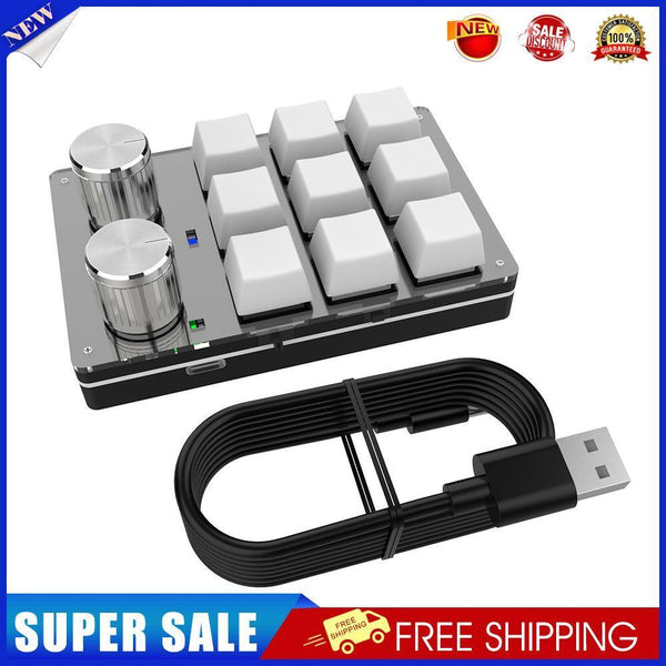 Macro Keyboard Bluetooth-compatible 9 Key 2 Knob Mechanical Keypad (Clear)
