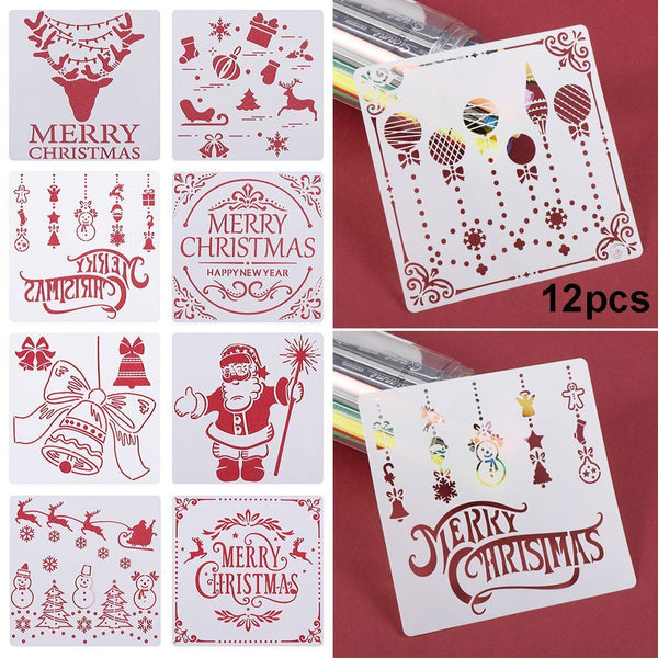Embossing Scrapbooking Merry Christmas Painting Template Layering Stencils