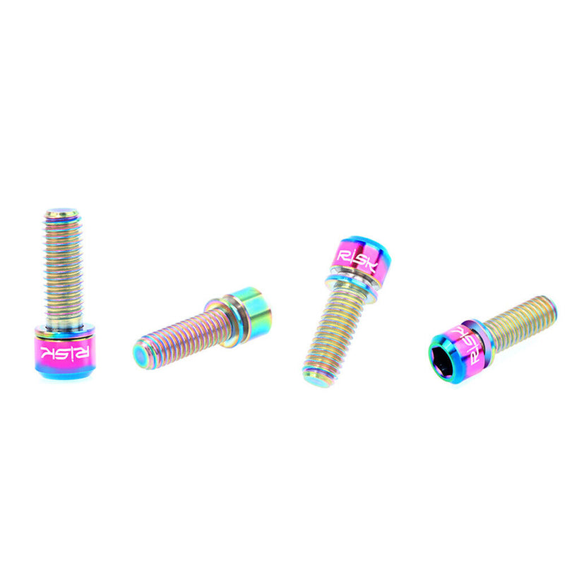 RISK 4pcs MTB Road Bike Disc Brake Clamp Crank Screws (Dazzling M6x18) Newly