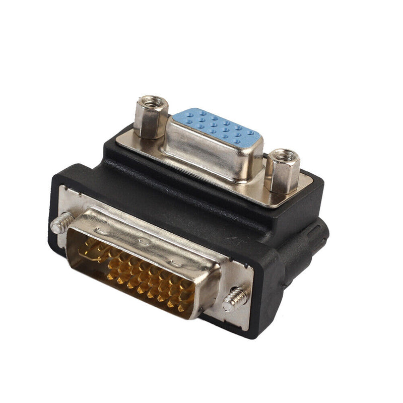 DVI-I 24+5 to VGA 15 Pin Female 90° Right Angle Converter DVI to VGA RG