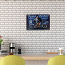 Rectangular Retro Metal Tin Sign Metal Painting Motorcycle with Girl Decor