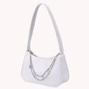 Fashion Ladies PU Leather Solid Color Underarm Bag Retro Butterfly Chain Purse