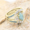 Creative Girls Mother's Day 3 Piece Set Jewelry Diamond Turquoise Ring